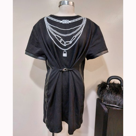 💥EDGY CHIC💥Manière De Voir  CHAIN NECKLACE DETAIL T-SHIRT DRESS - Picture 6 of 16